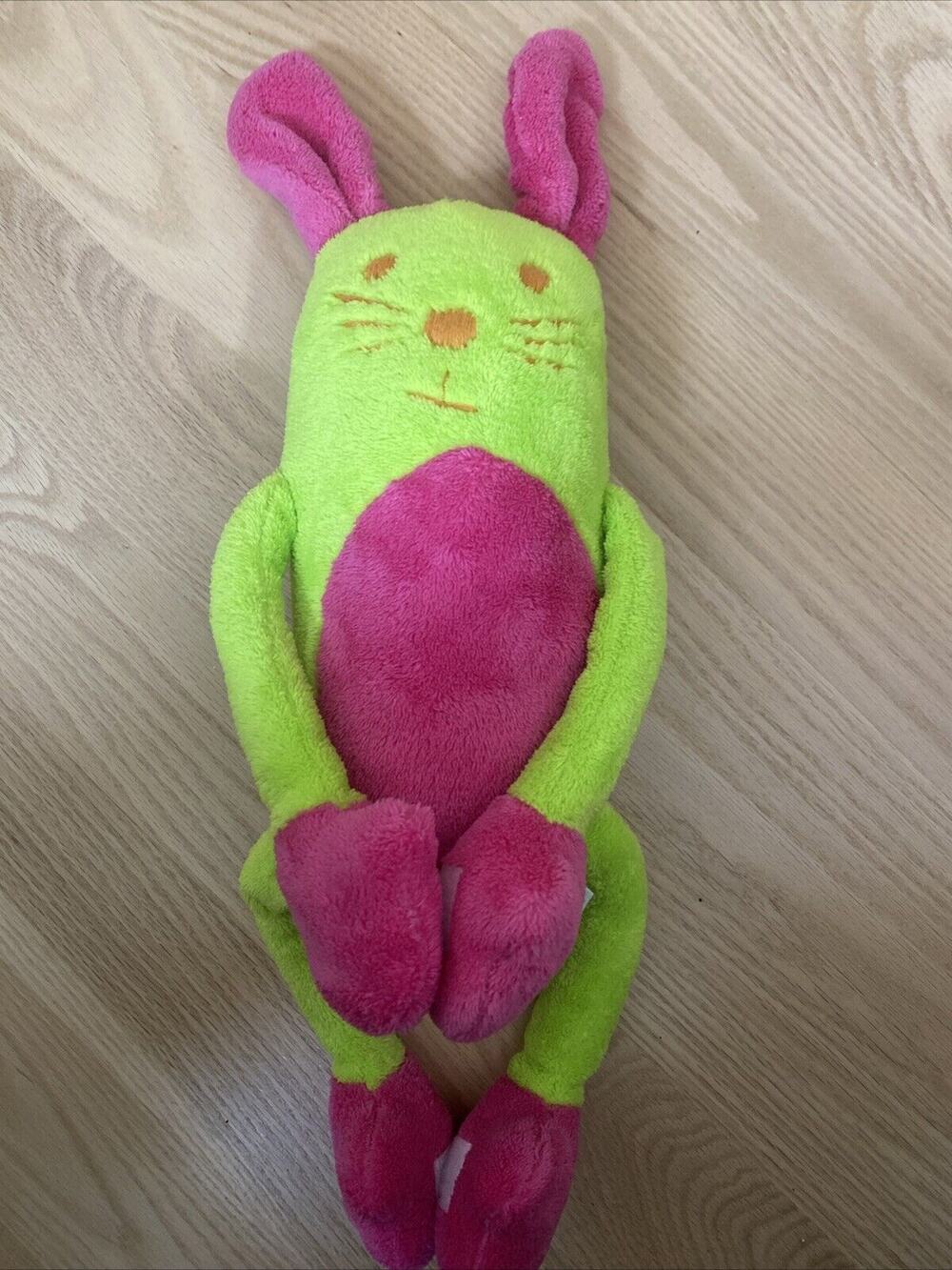 Elegant Baby Green Lime Pink Bunny Plush Stuffed Long Body Arms Hook Hand Feet
